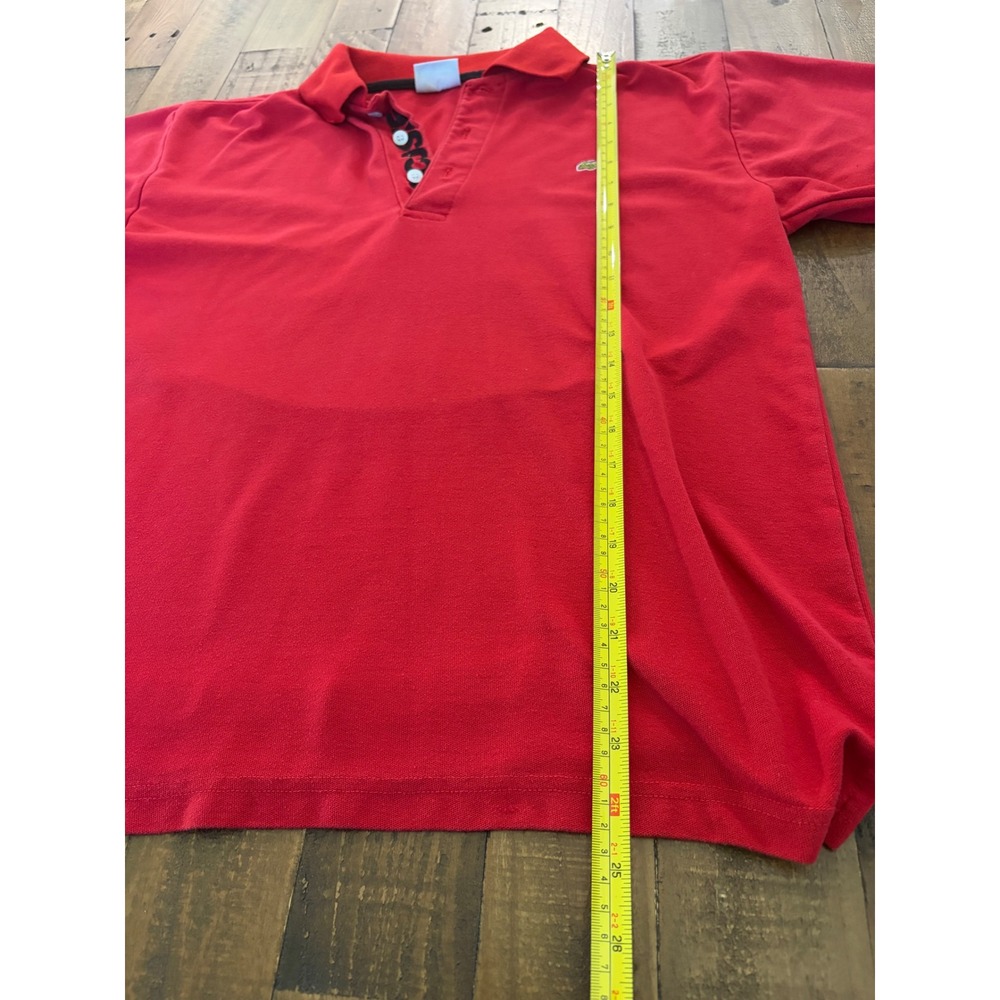Vintage Lacoste Mens Red Pique Polo Shirt Logo Placket Size L Short Sleeve - Picture 7 of 8